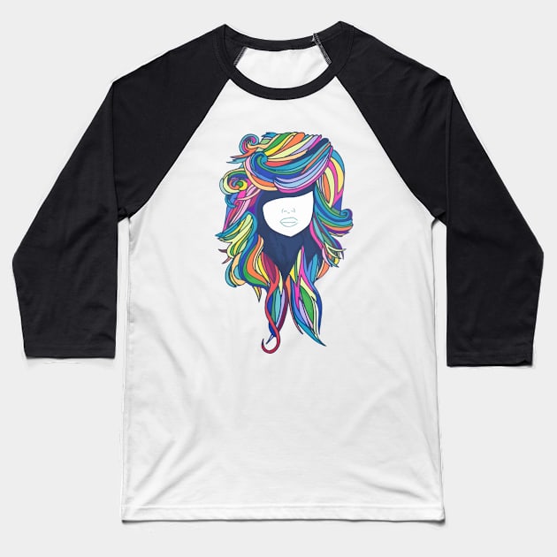 Rainbow Hair Baseball T-Shirt by wildmagnolia